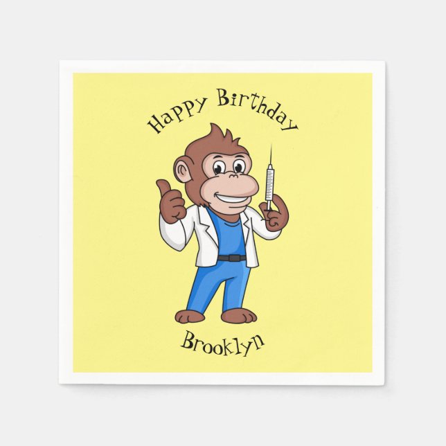 Funny Orang-Utan Cartoon Arzt Serviette (Vorderseite)