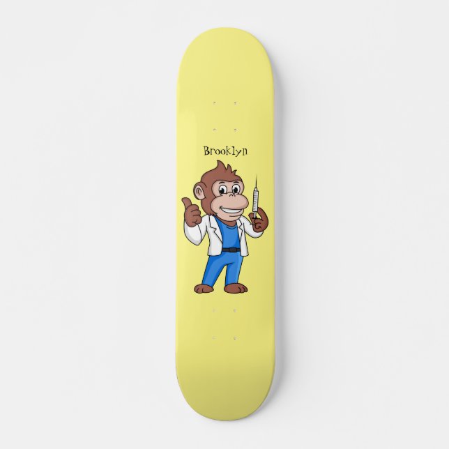 Funny Orang-Utan Cartoon Arzt Skateboard (Vorne)