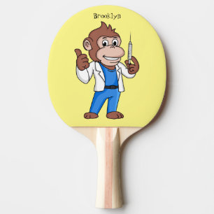 Funny Orang-Utan Cartoon Arzt Tischtennis Schläger