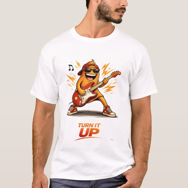 Funny Orange Bass Player Character Music  T-Shirt (Vorderseite)