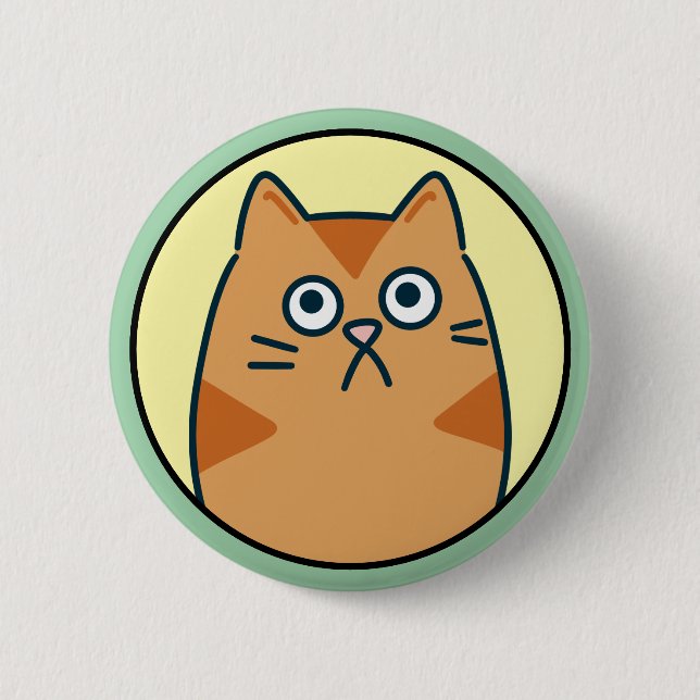 Funny Orange Cartoon Cat Button (Vorderseite)