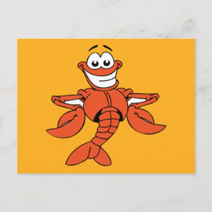 Funny ORANGE CARTOON LOBSTER lächelt glücklichen S Postkarte