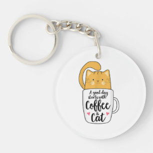 Funny Orange Cat Coffee Mug Cat Lover  Schlüsselanhänger
