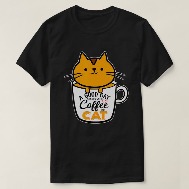 Funny Orange Cat Coffee Tasse Cat Lover (4) T-Shirt (Design vorne)
