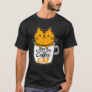 Funny Orange Cat Coffee Tasse Cat Lover (4) T-Shirt