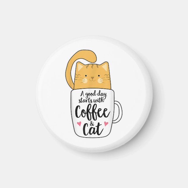 Funny Orange Cat Kaffee Tasse Chat Lover Magnet (Vorne)