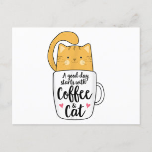 Funny Orange Cat Kaffee Tasse Chat Lover Postkarte