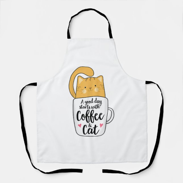 Funny Orange Cat Kaffee Tasse Chat Lover Schürze (Vorderseite)