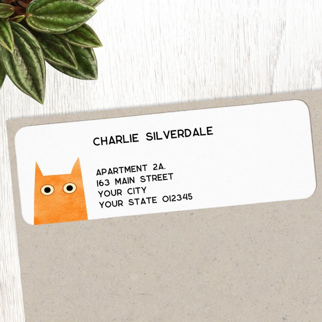 Funny Orange Cat Rücksendeadresse (Funny orange ginger cat personalized return address label)
