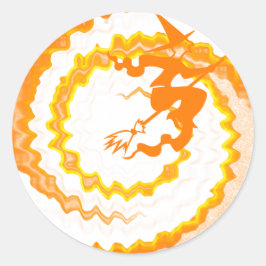 Funny orange fliegender Hexenzauber Halloween Runder Aufkleber