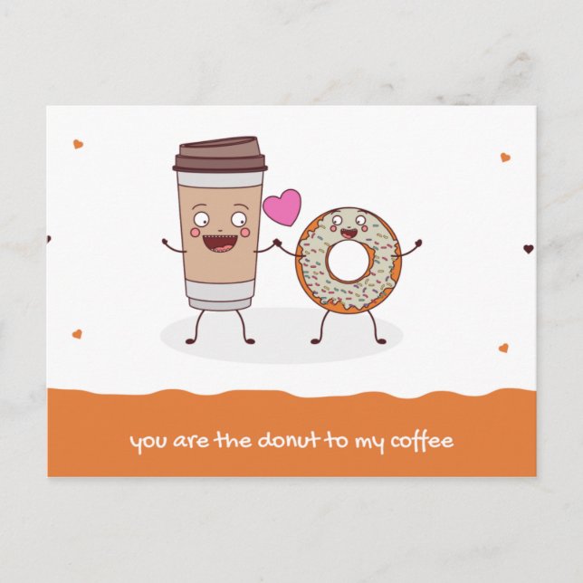 Funny Orange Illustration Liebe Postkarte (Vorderseite)