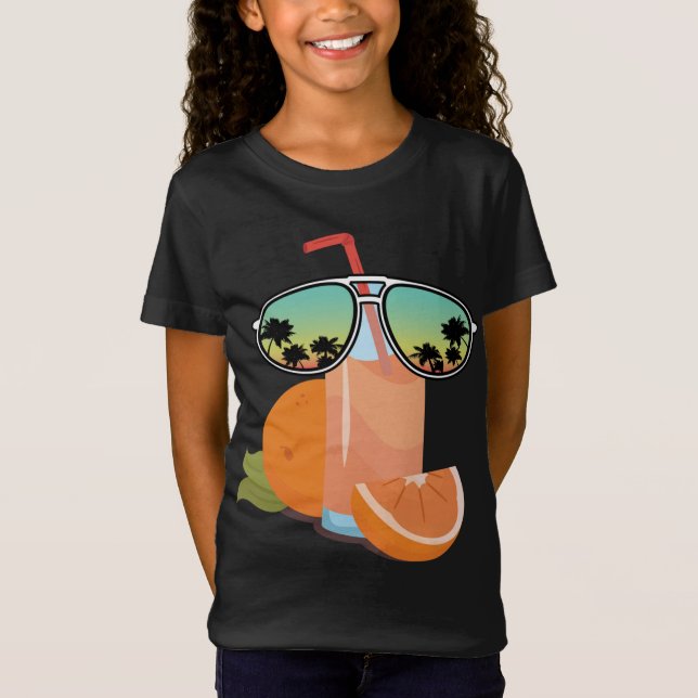Funny Orange Juice mit Sonnenbrille Design Liebe O T-Shirt (Vorderseite)