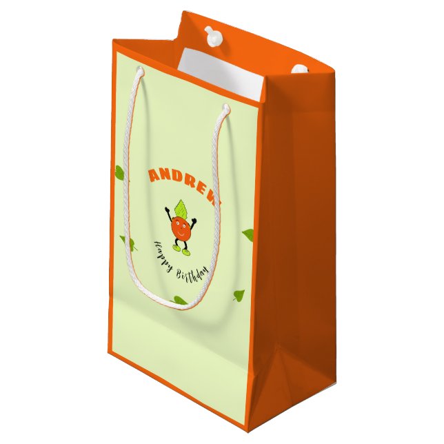Funny Orange Kleine Geschenktüte (Vorderseite Schrägansicht)