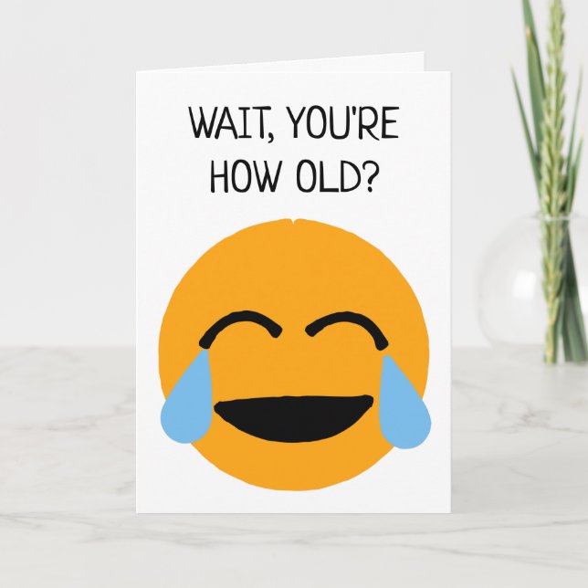 Funny Orange Laughing Face Emoji Birthday Card Karte (Vorderseite)