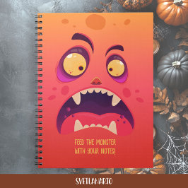 Funny Orange Monster Halloween Notebook Notizblock