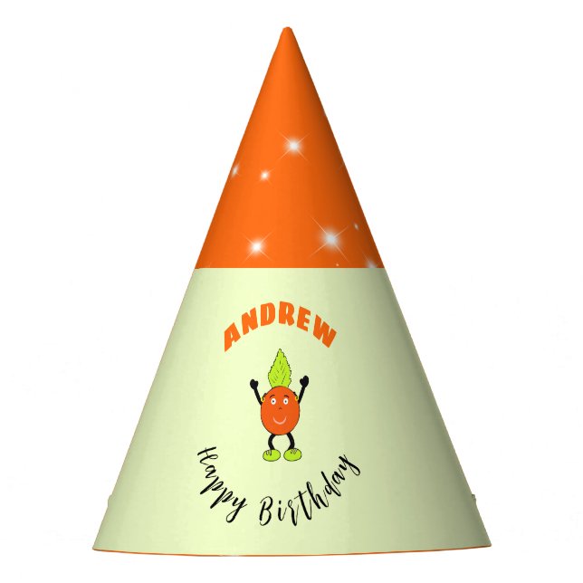 Funny Orange Partyhütchen (Vorderseite)