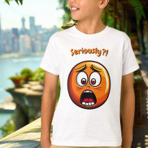 Funny Orange schockierte Emoji Kinder T - Shirt
