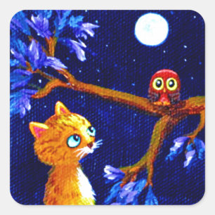 Funny Orange Tabby Cat Creationarts Square Sticker