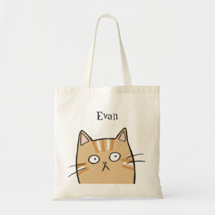 Funny Orange Tabby Cat Individuelle Name Bibliothe Tragetasche