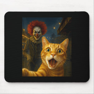 Funny Orange Tabby Cat Selfie Creepy Clown Soky Ca Mousepad