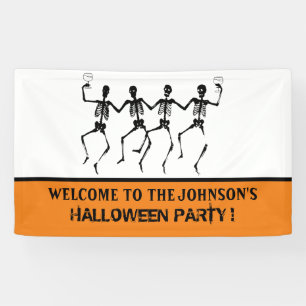  Funny Orange und Black Dancing Skelett Halloween Banner
