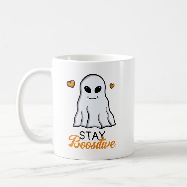 Funny Orange und Black Niedlich Ghost Halloween Kaffeetasse (Links)