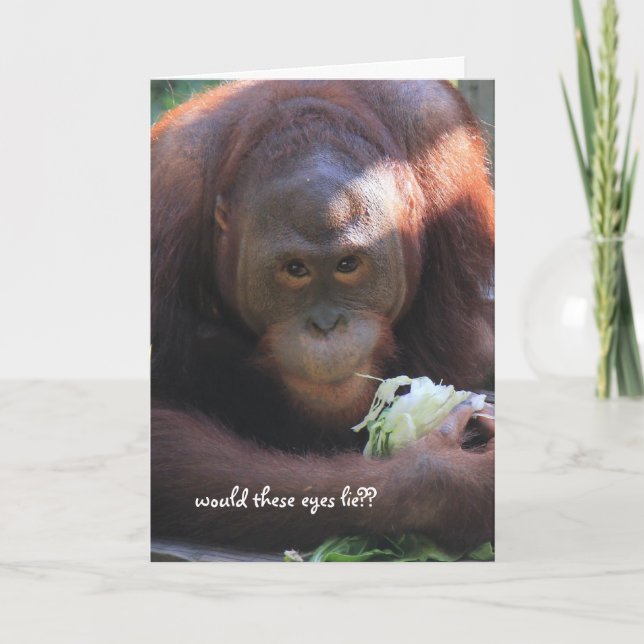 Funny Orangutan Geburtstag, über dem Hügel Karte (Vorderseite)