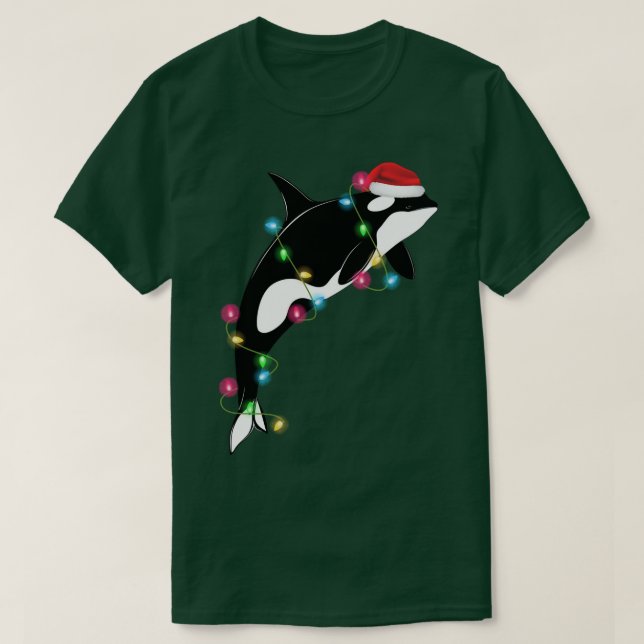 Funny Orca Killer Whale Santa Hat Christmas Sea An T-Shirt (Design vorne)