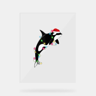 Funny Orca Killer Whale Weihnachtsmannmütze Weihna Acrylschild