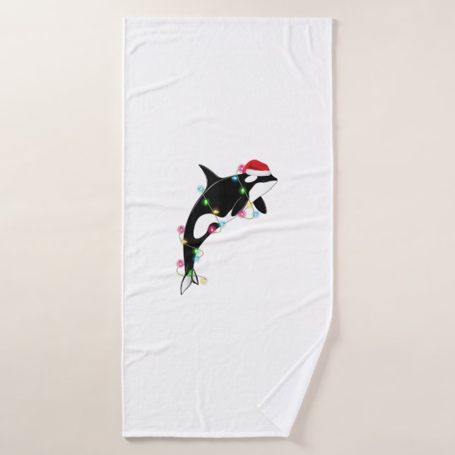 Funny Orca Killer Whale Weihnachtsmannmütze Weihna Badehandtuch (Badehandtuch)