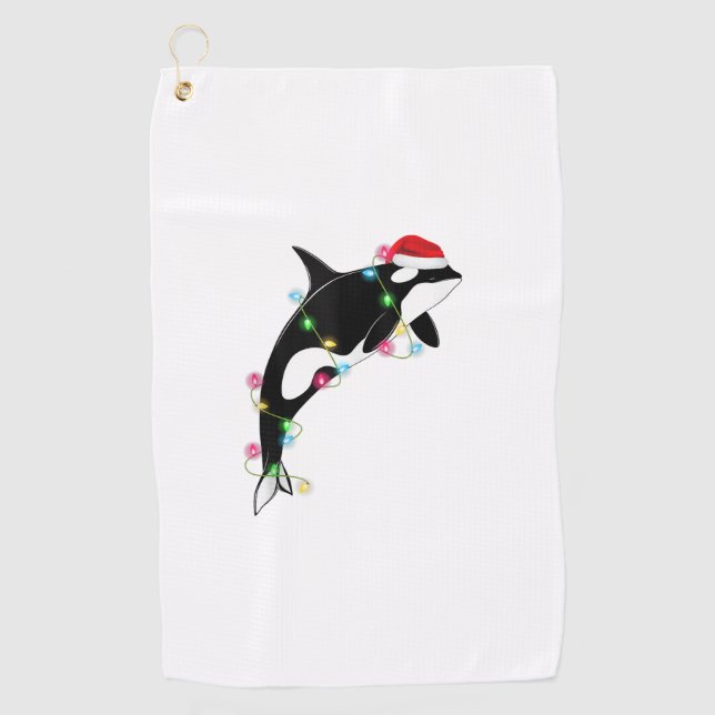 Funny Orca Killer Whale Weihnachtsmannmütze Weihna Golfhandtuch (Vorderseite)