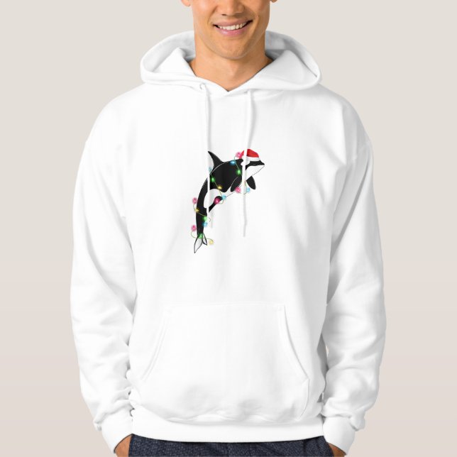 Funny Orca Killer Whale Weihnachtsmannmütze Weihna Hoodie (Vorderseite)