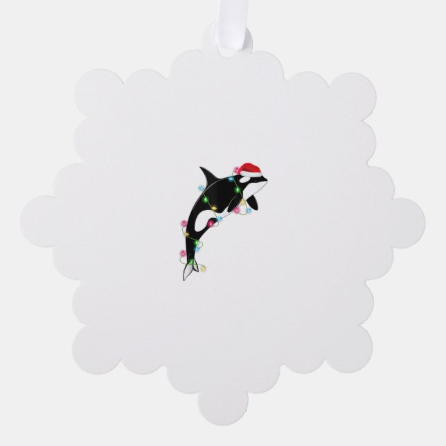 Funny Orca Killer Whale Weihnachtsmannmütze Weihna Ornament Karte (Vorderseite)