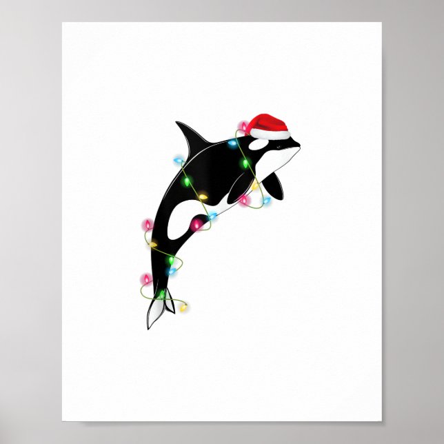 Funny Orca Killer Whale Weihnachtsmannmütze Weihna Poster (Vorne)