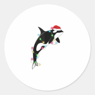 Funny Orca Killer Whale Weihnachtsmannmütze Weihna Runder Aufkleber