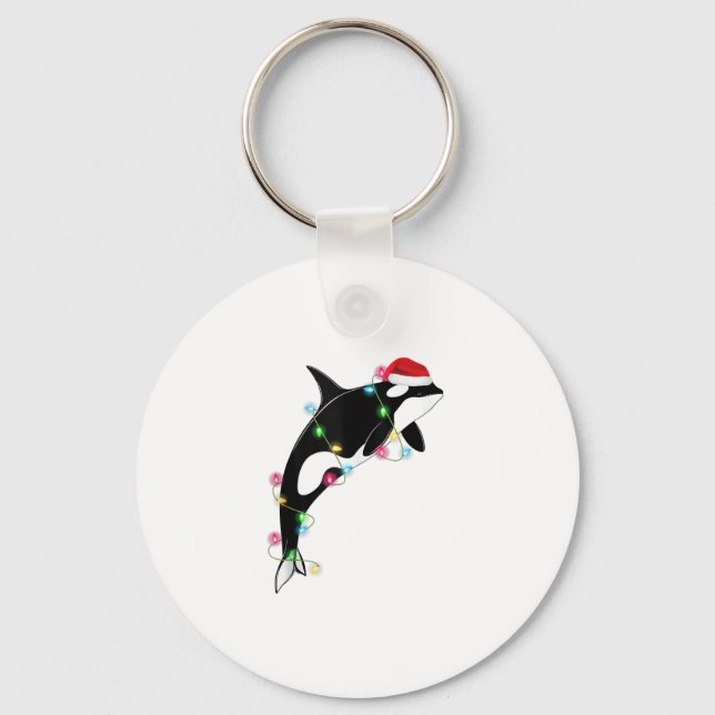 Funny Orca Killer Whale Weihnachtsmannmütze Weihna Schlüsselanhänger (Vorderseite)