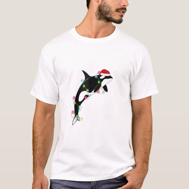 Funny Orca Killer Whale Weihnachtsmannmütze Weihna T-Shirt (Vorderseite)