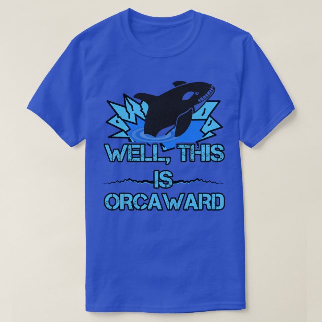 Funny Orca Whale Break Through Ice Fishing Hole T-Shirt (Design vorne)