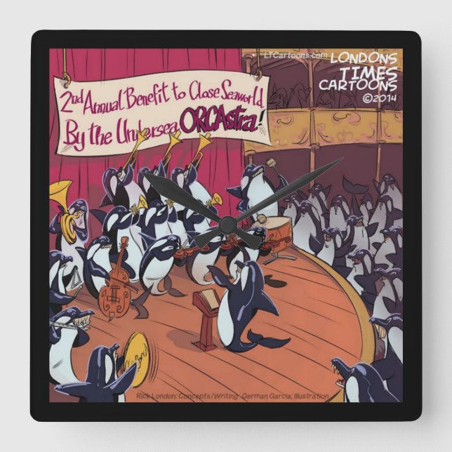 Funny Orca Whale Orchester Platz Uhr (Vorderseite)