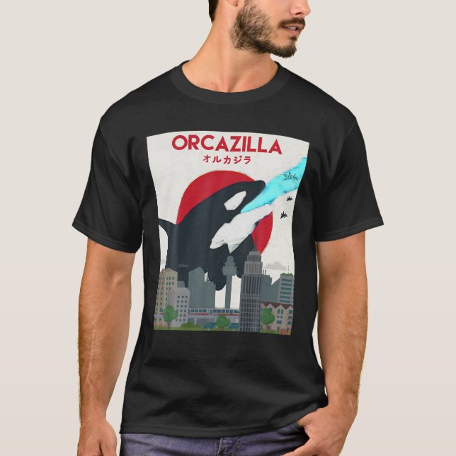 Funny Orcazilla Killer Whale Geschenk für Liebhabe T-Shirt (Vorderseite)