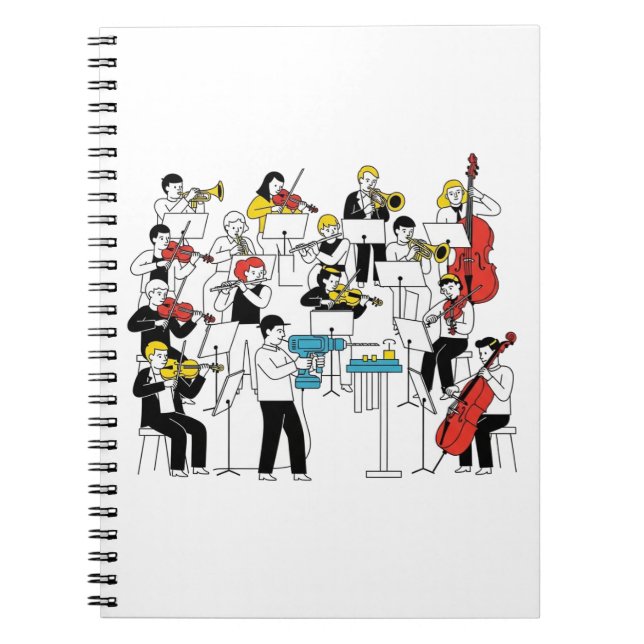 Funny Orchestra Illustration - Drill Player Notizblock (Vorderseite)