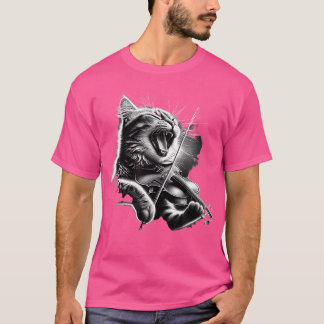 Funny Orchestre Musiker Violinist Rock Cat Playin T-Shirt
