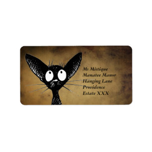 Funny Oriental Black Cat Labels Adressaufkleber