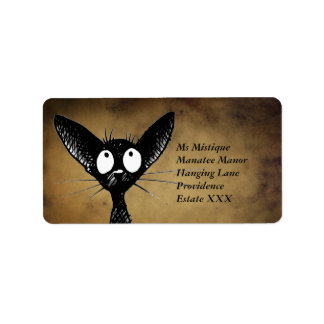 Funny Oriental Black Cat Labels Adressaufkleber