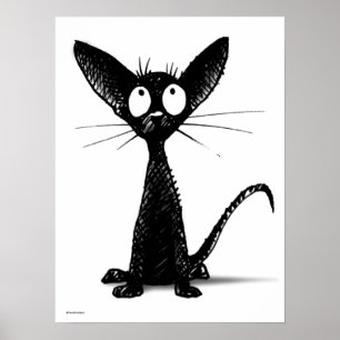 Funny Oriental Black Cat Poster