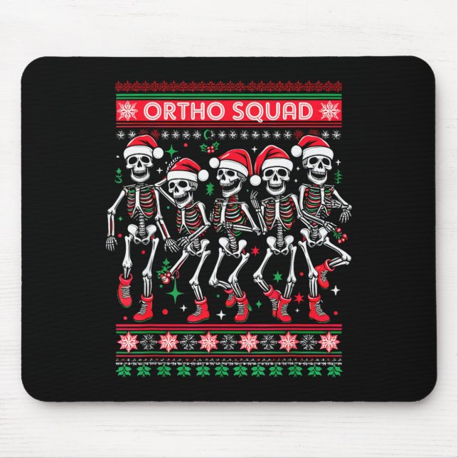 Funny Ortho Squad Christmas Three Santa Skeletons  Mousepad (Vorne)