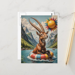 Funny Oryx auf einer Floattour Postkarte