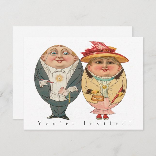 Funny Ostereier Jagen Vintage Party Einladung (Vorne/Hinten)