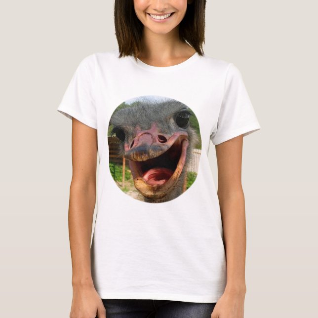 Funny Ostrich Bird Foto Was ist los? T-Shirt (Vorderseite)