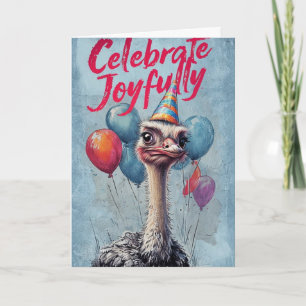 Funny Ostrich Geburtstag Gruß mit Balloons Karte